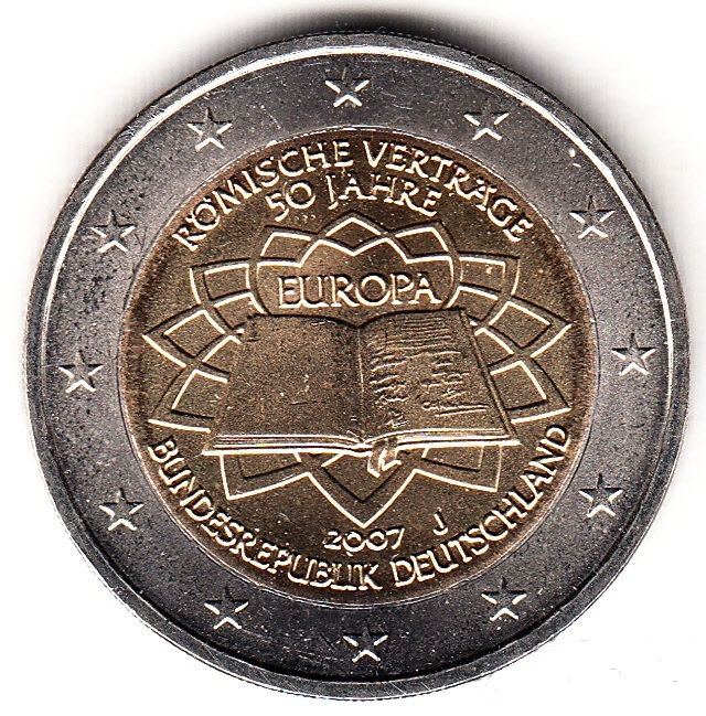 2 евро 2007 год. Германия. 50 лет Римскому договору, двор J
